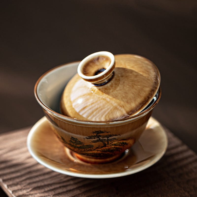 TEA TIME ESSENTIALS TEA Celadon Covered Bowl Artisan's Kiln-Transformed Celadon Gaiwan Set