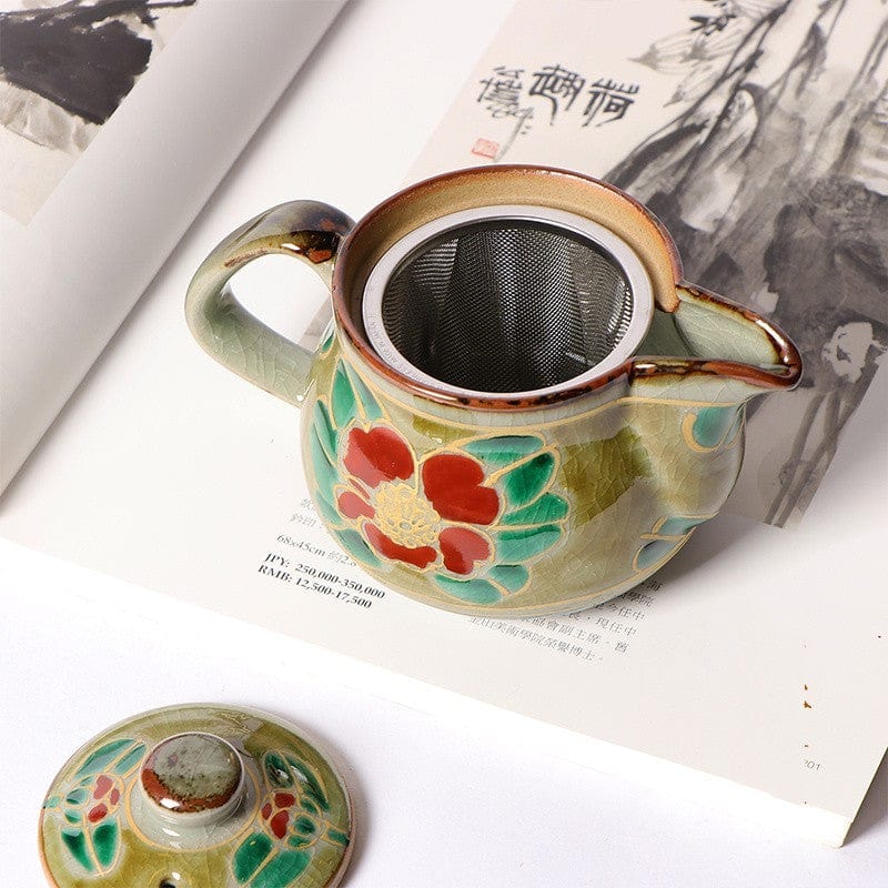 TEA TIME ESSENTIALS TEA Ceramic Blossom Harmony Kutani Hand-Painted Teapot