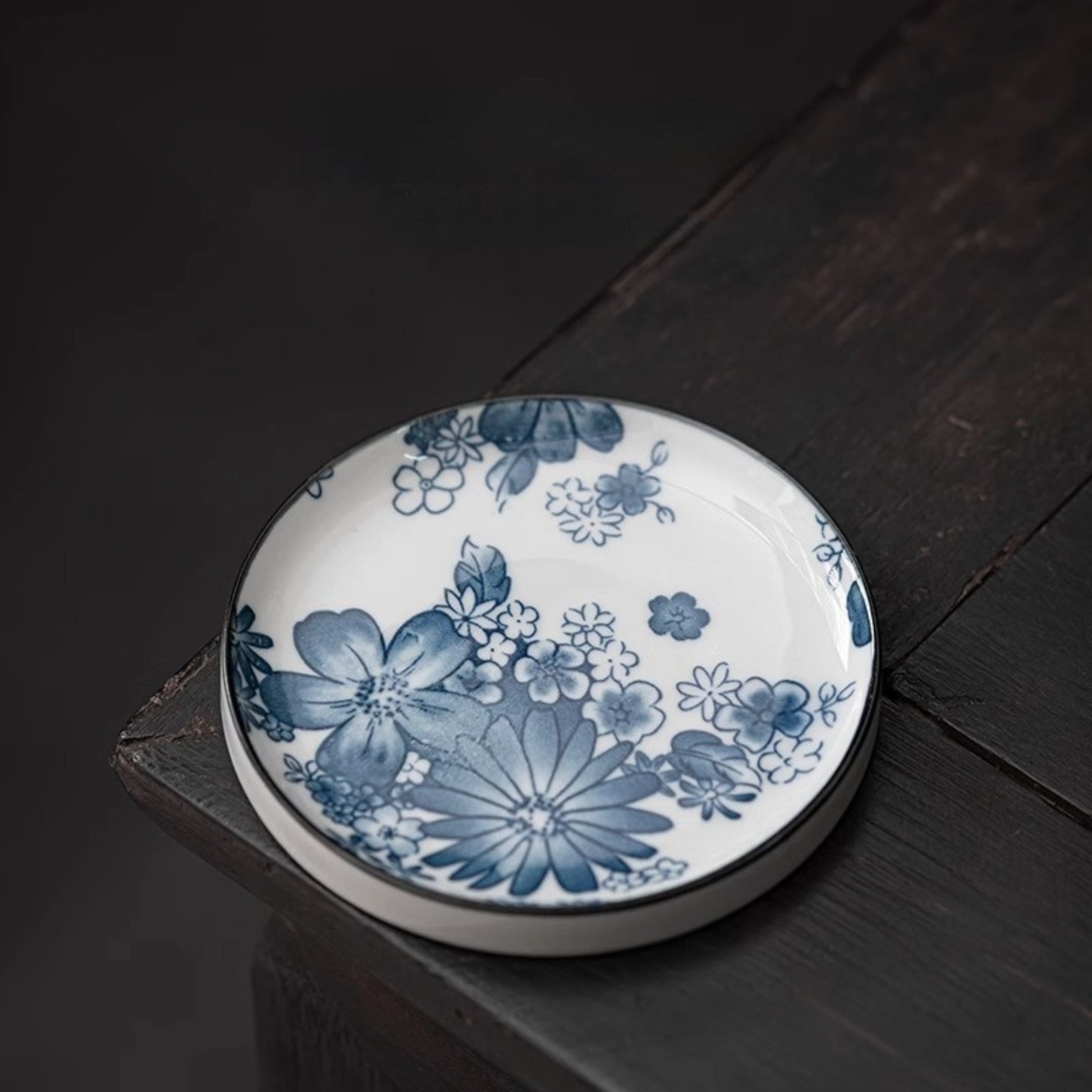 TEA TIME ESSENTIALS TEA Chrysanthemum Blue Horizon Floral Coaster Set: Exquisite Household Tea Mat