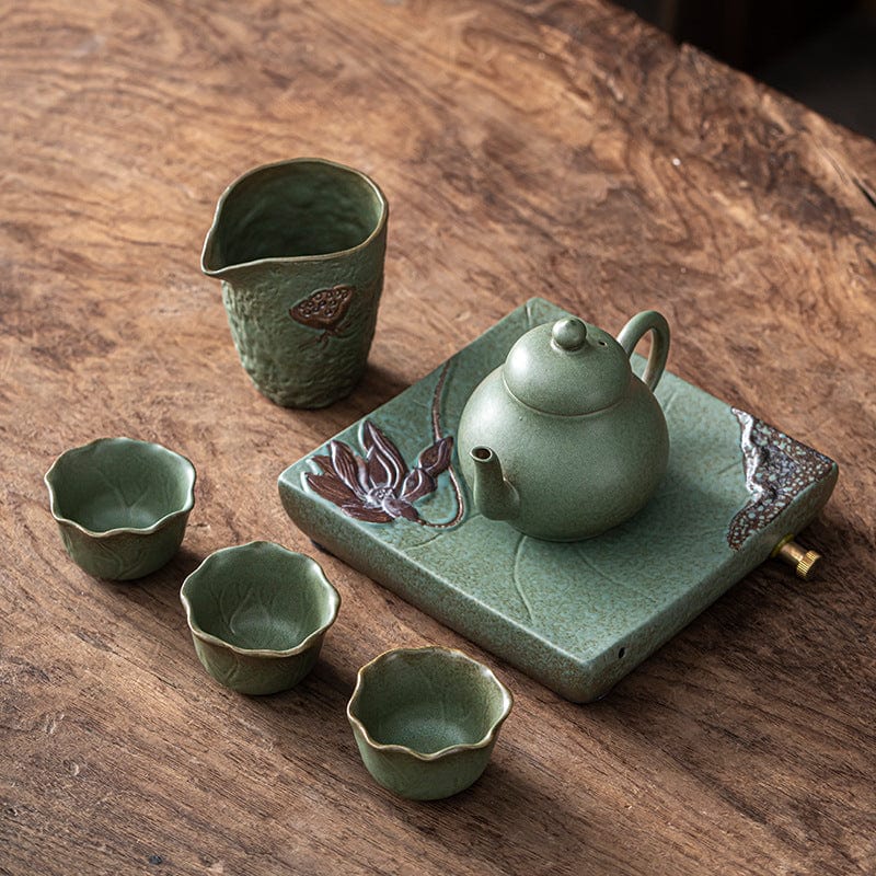 TEA TIME ESSENTIALS TEA Chuhe (Lotus Incense Pot) Tranquil Essence - Household Ceramic Tea Set