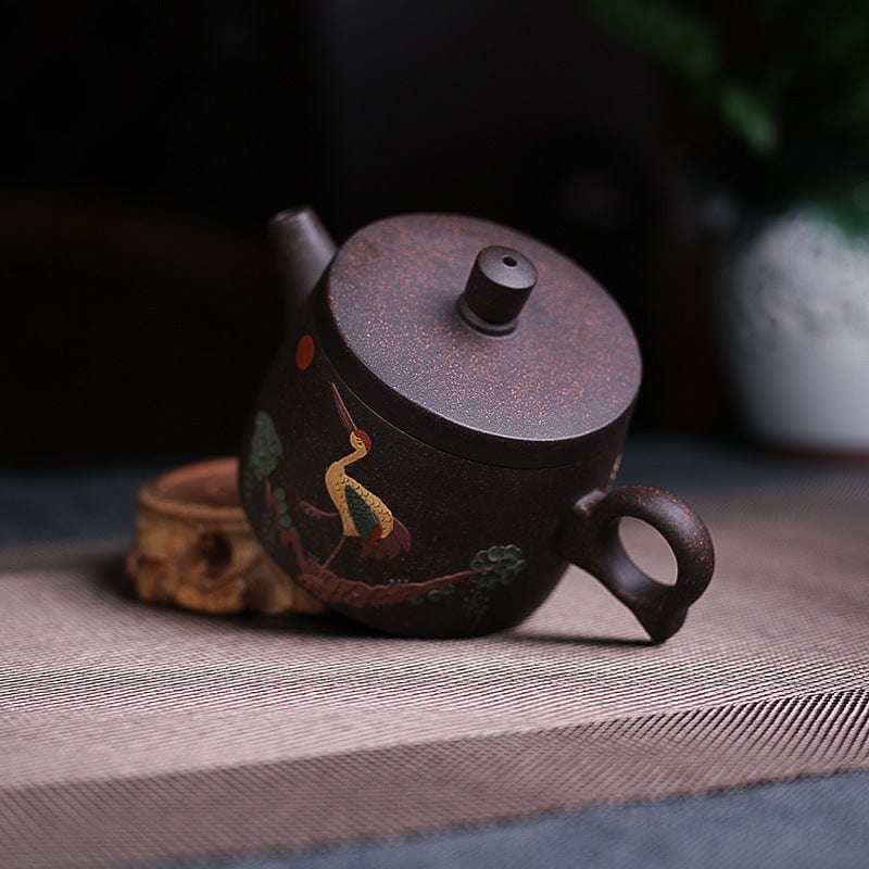 TEA TIME ESSENTIALS TEA Crane Pot Crane Harmony Black Gold Sand Teapot