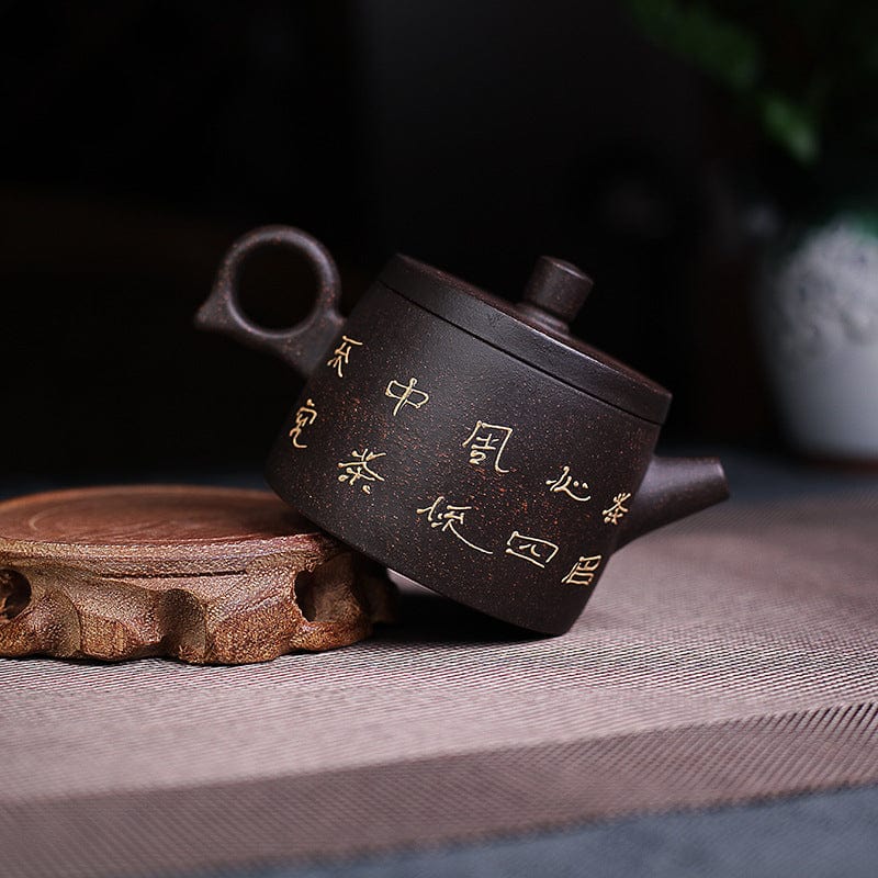 TEA TIME ESSENTIALS TEA Crane Pot Crane Harmony Black Gold Sand Teapot