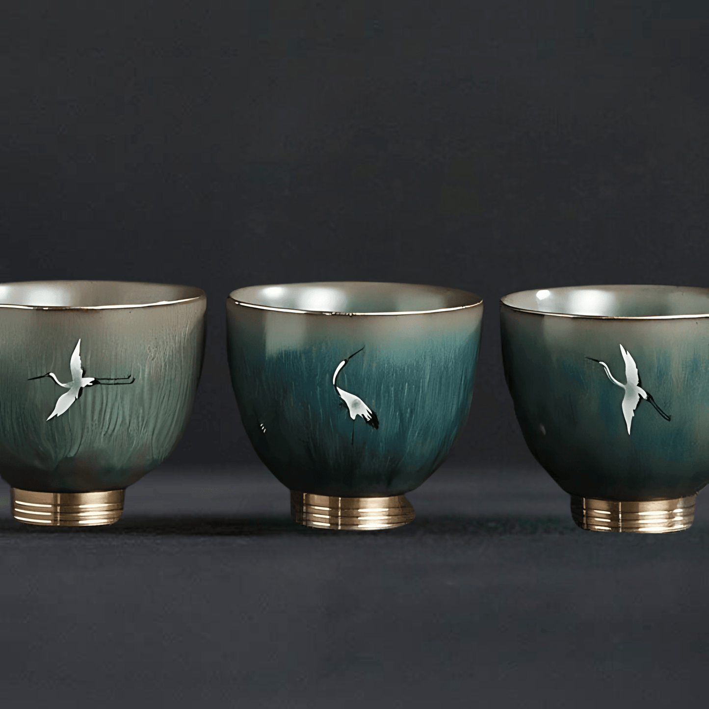 TEA TIME ESSENTIALS TEA "Crane Serenity" Stoneware Tea Cup Collection