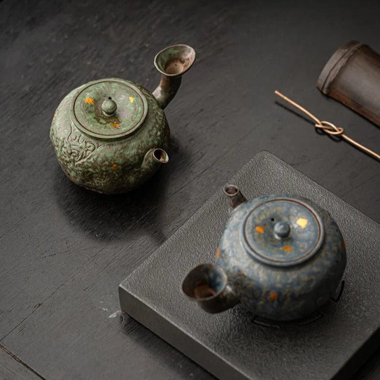 TEA TIME ESSENTIALS TEA Cresent Moon Bronze Glaze Teapot Collection