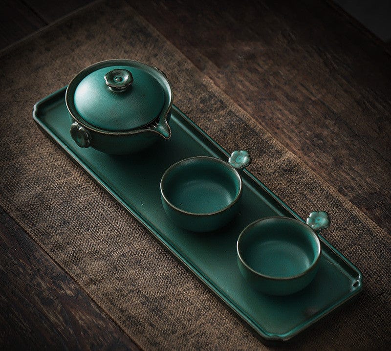 TEA TIME ESSENTIALS TEA Dark green Zen Serenity: Japanese Coarse Pottery Kung Fu Tea Set