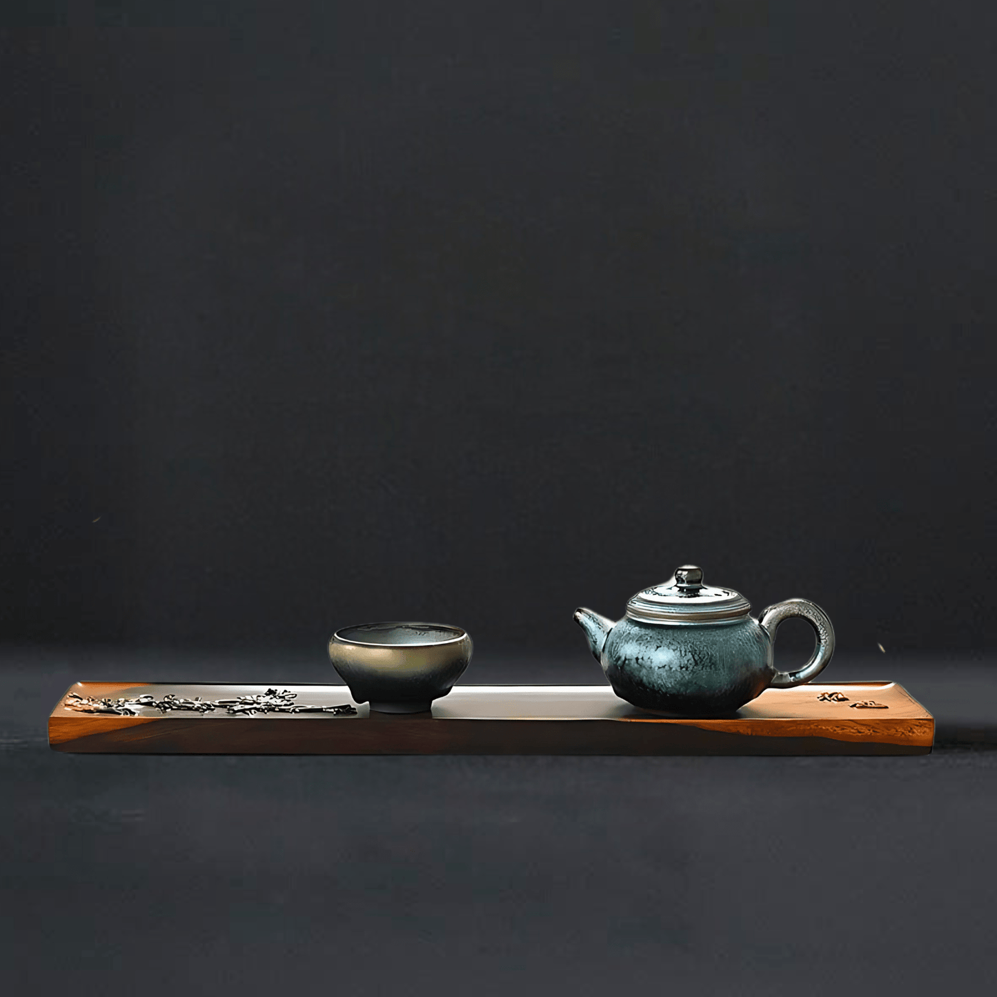 TEA TIME ESSENTIALS TEA Ebony Harmonious Ebony Wood Tea Tray