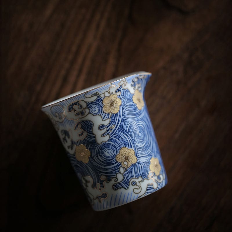 TEA TIME ESSENTIALS TEA Elysian Blossom Elysian Blossom in Sea Wave Fair Cup - Artisanal Ceramic Collection