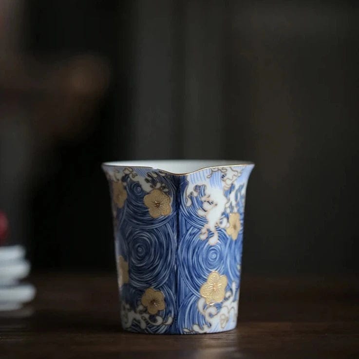 TEA TIME ESSENTIALS TEA Elysian Blossom Elysian Blossom in Sea Wave Fair Cup - Artisanal Ceramic Collection