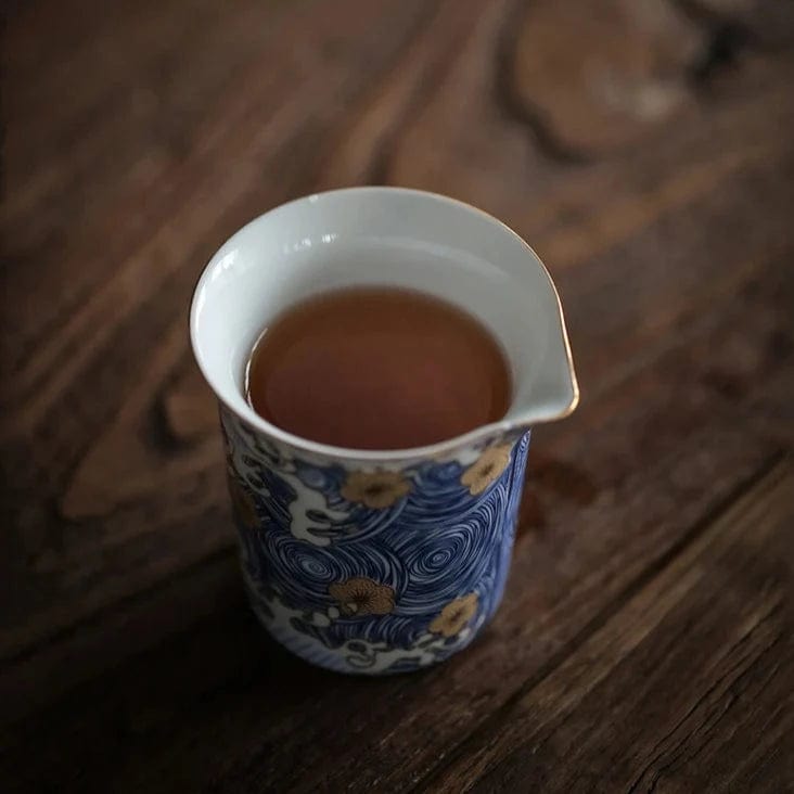 TEA TIME ESSENTIALS TEA Elysian Blossom Elysian Blossom in Sea Wave Fair Cup - Artisanal Ceramic Collection