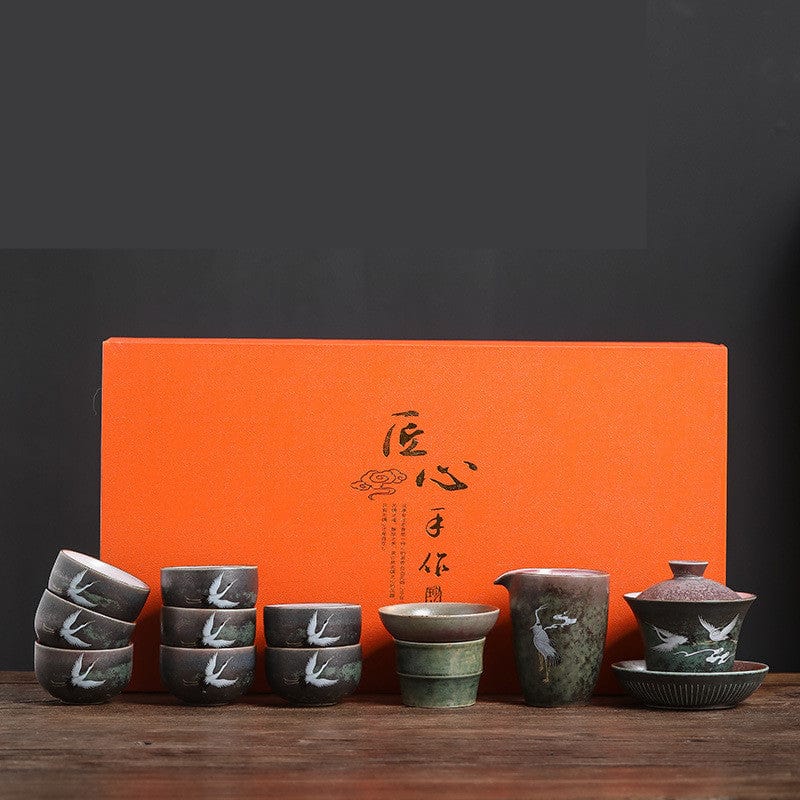 TEA TIME ESSENTIALS TEA Exposure Cup 'Harmony in Flight' Chinese Crane Tea Set