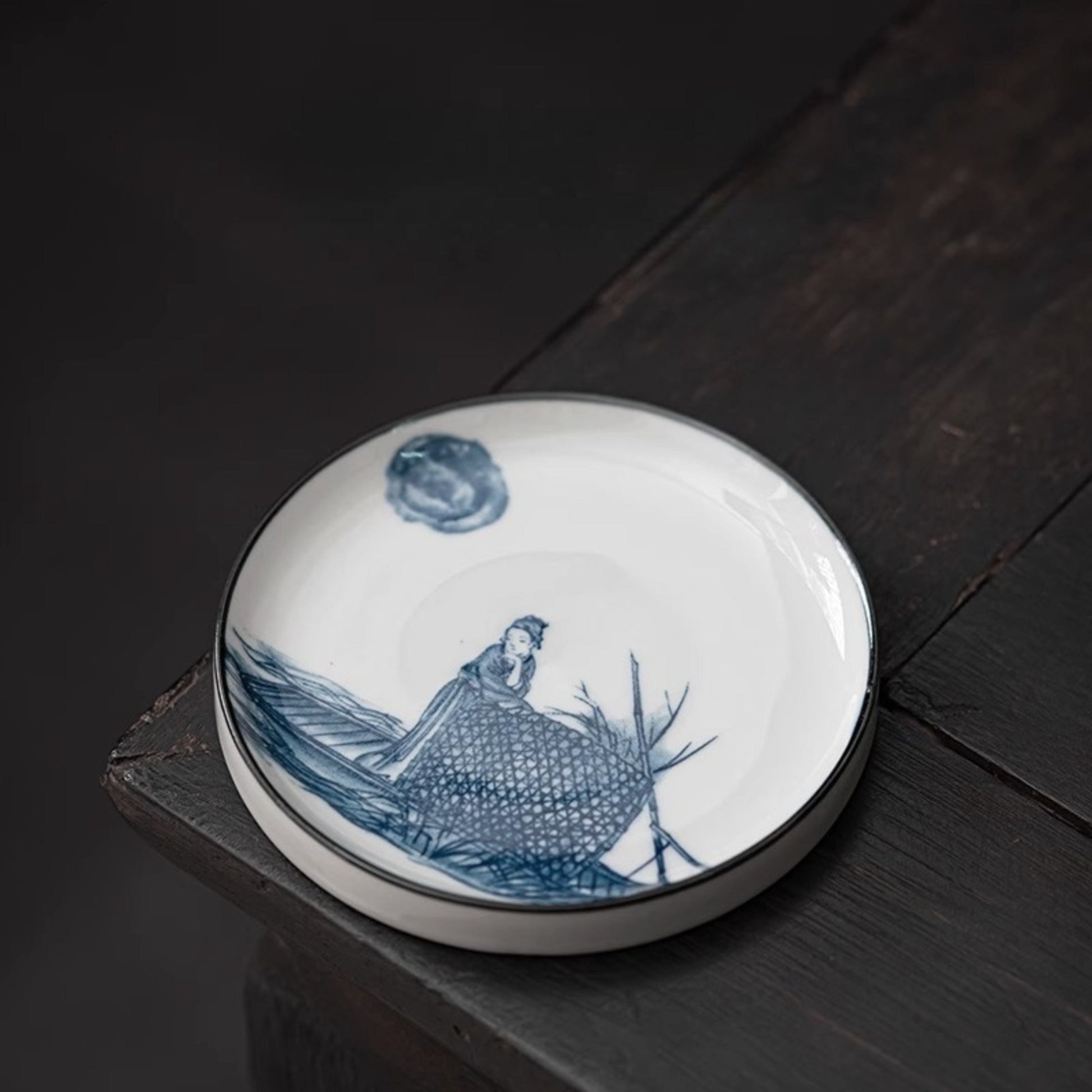 TEA TIME ESSENTIALS TEA Fishing Boat Blue Horizon Floral Coaster Set: Exquisite Household Tea Mat