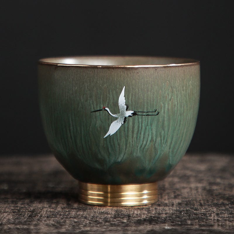 TEA TIME ESSENTIALS TEA Flying High "Crane Serenity" Stoneware Tea Cup Collection