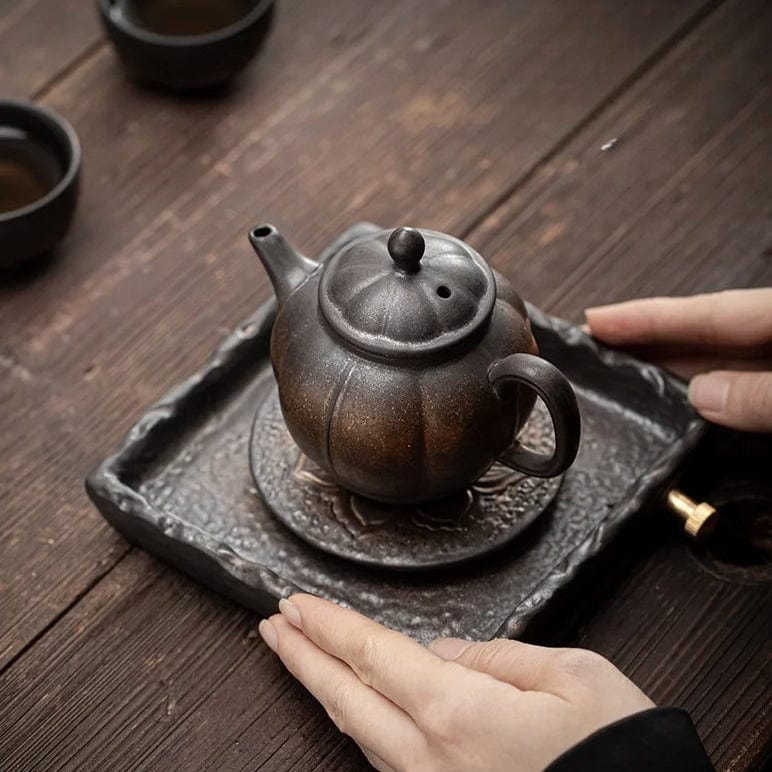 TEA TIME ESSENTIALS TEA Gilt Iron Glaze Golden Ember Japanese Tea Treasure Teapot