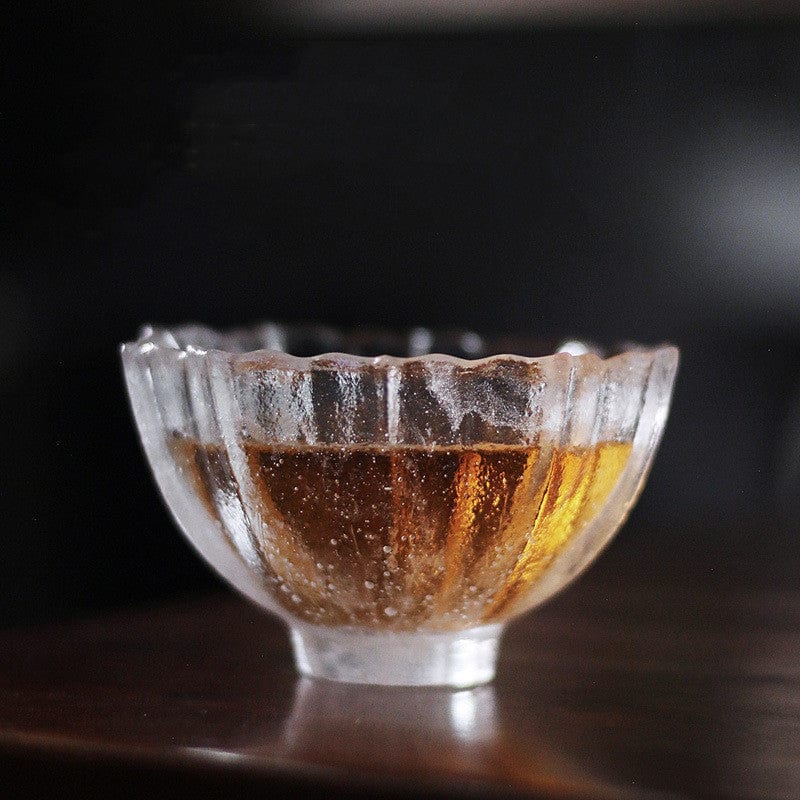 TEA TIME ESSENTIALS TEA Glass Snow Lotus Cup Elegant Indulgence: Handmade Glass Snow Lotus Tea Cup