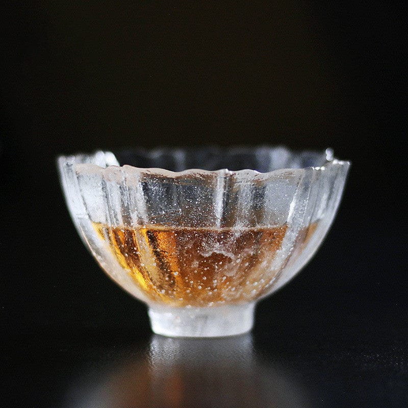 TEA TIME ESSENTIALS TEA Glass Snow Lotus Cup Elegant Indulgence: Handmade Glass Snow Lotus Tea Cup