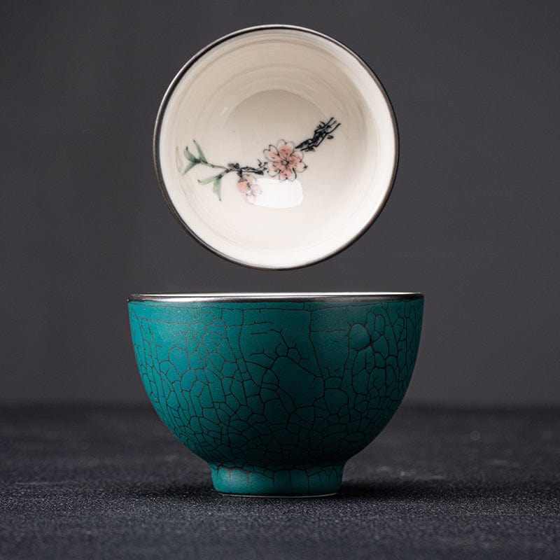 TEA TIME ESSENTIALS TEA Goblet Cup / Spray 'Artisan's Serenity' Hand-Painted Underglaze Tea Cup