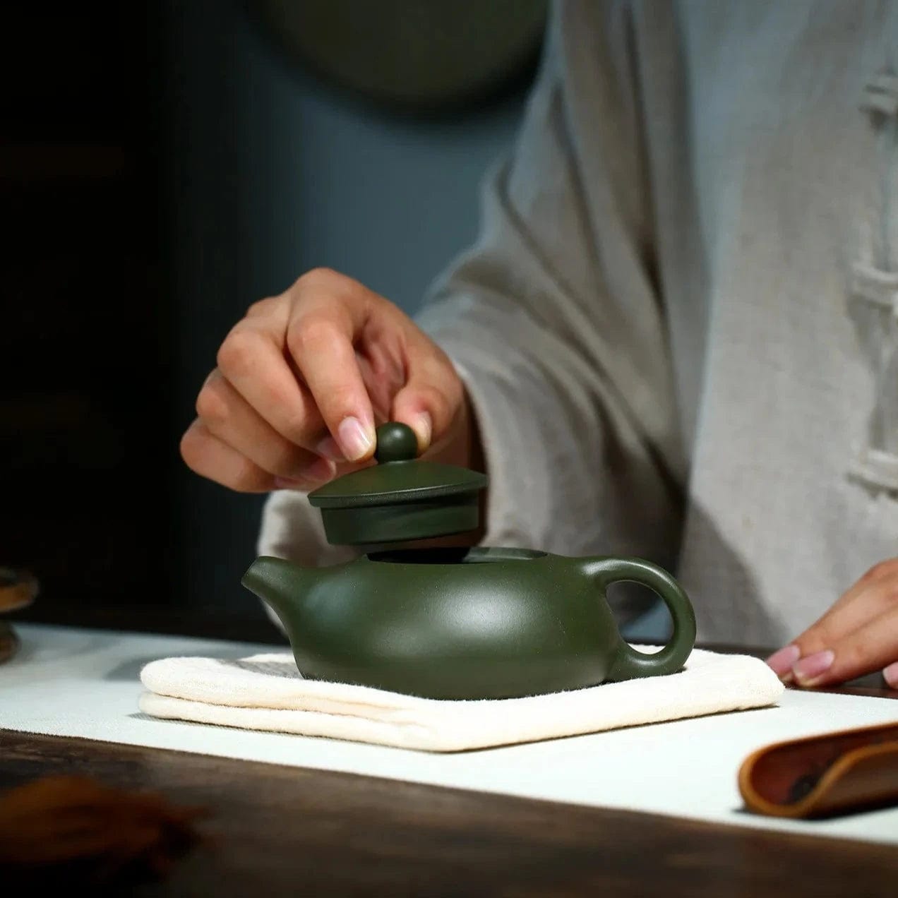 TEA TIME ESSENTIALS TEA Green Clay Artisanal Elegance: Raw Ore Green Clay Xishi Kungfu Tea Set