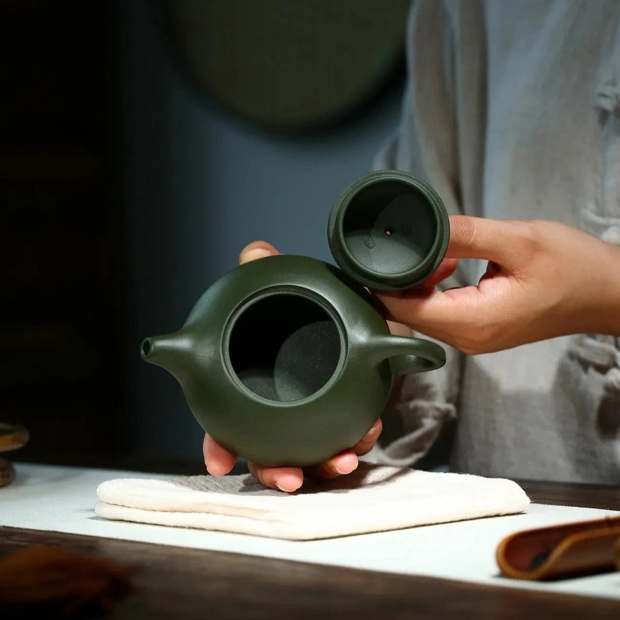 TEA TIME ESSENTIALS TEA Green Clay Artisanal Elegance: Raw Ore Green Clay Xishi Kungfu Tea Set