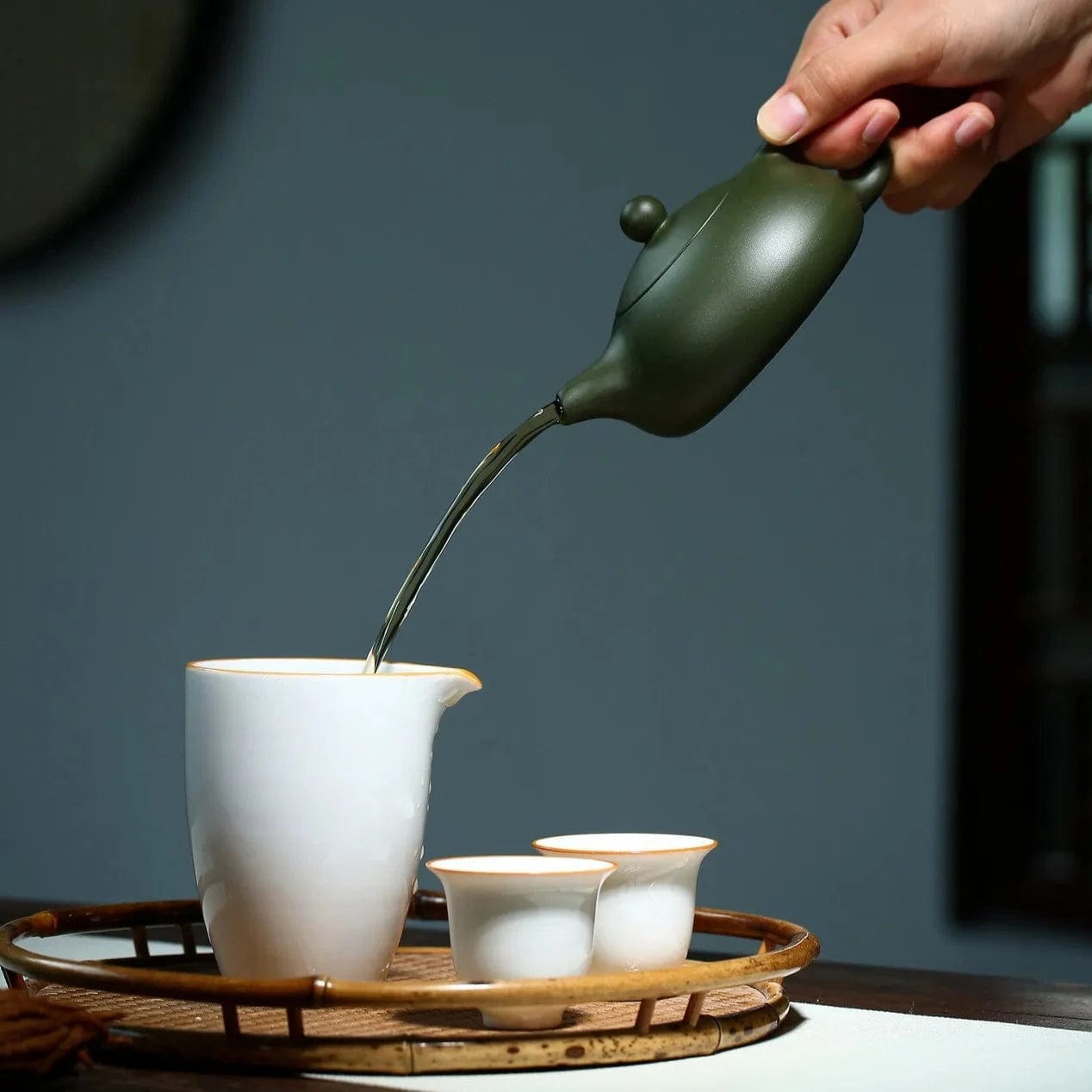 TEA TIME ESSENTIALS TEA Green Clay Artisanal Elegance: Raw Ore Green Clay Xishi Kungfu Tea Set