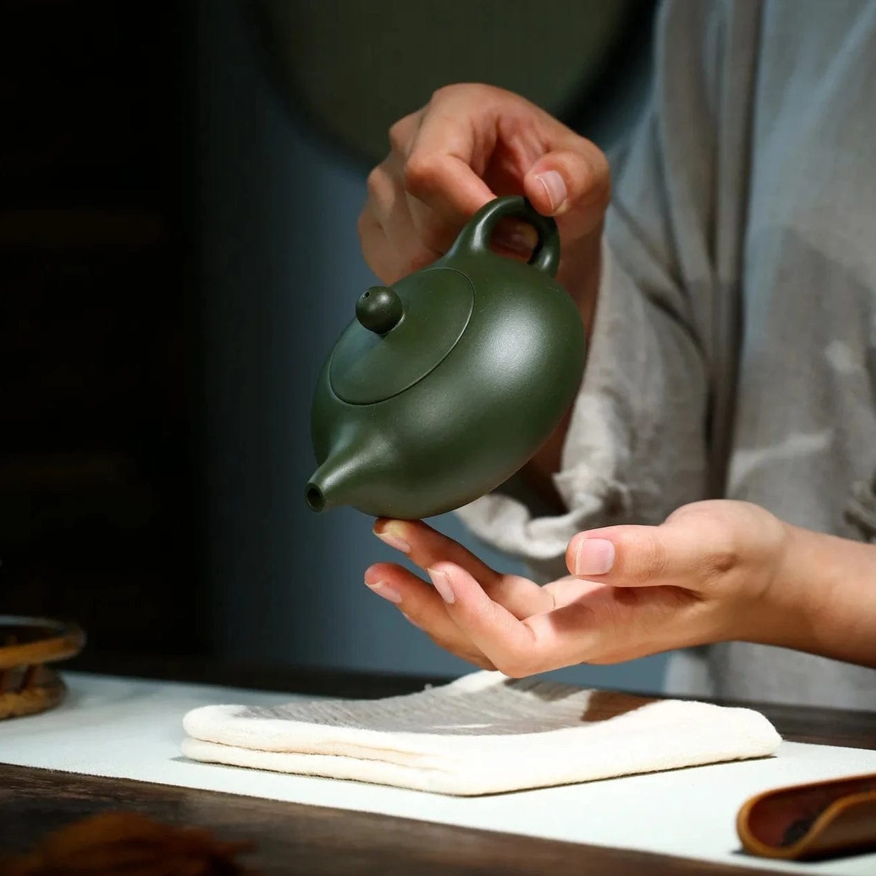 TEA TIME ESSENTIALS TEA Green Clay Artisanal Elegance: Raw Ore Green Clay Xishi Kungfu Tea Set