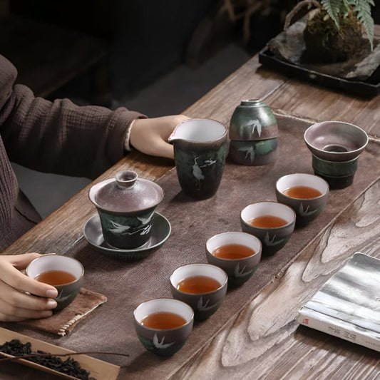 TEA TIME ESSENTIALS TEA 'Harmony in Flight' Chinese Crane Tea Set