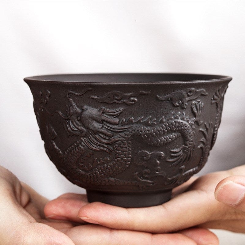 TEA TIME ESSENTIALS TEA Imperial Dragon Embossed Purple Sand Tea Bowl