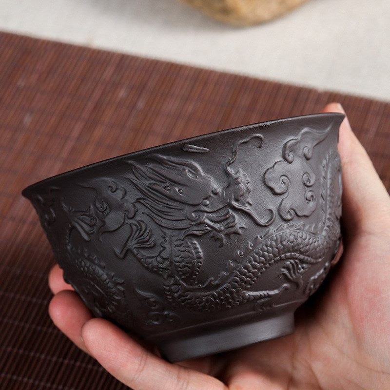 TEA TIME ESSENTIALS TEA Imperial Dragon Embossed Purple Sand Tea Bowl