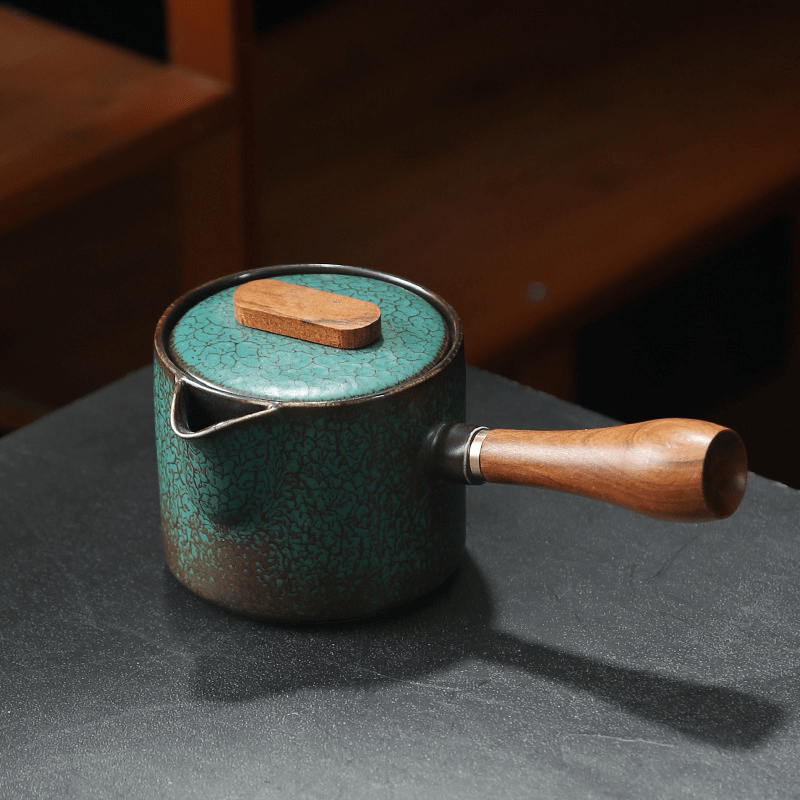 TEA TIME ESSENTIALS TEA Kiln Baked Green Glaze Kyusu Pot Collection