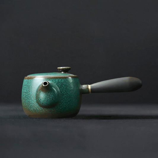 TEA TIME ESSENTIALS TEA Kyusu Pot C Kiln Baked Green Glaze Kyusu Pot Collection