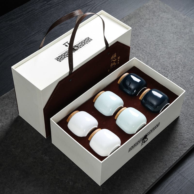 TEA TIME ESSENTIALS TEA L Serene Elegance Ceramic Tea Caddy Gift Box