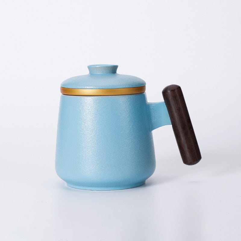 TEA TIME ESSENTIALS TEA Light Blue Radiant Elegance Ceramic Tea Mug with Filter