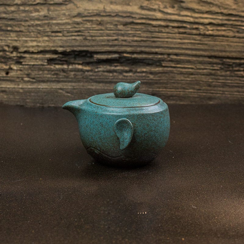 TEA TIME ESSENTIALS TEA Malachite Green Ming Dynasty Heritage Side Grip Stoneware Teapot Set