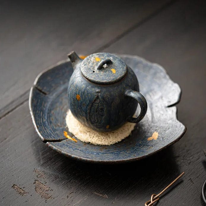 TEA TIME ESSENTIALS TEA "Moss Green and Peacock Blue Meditation Pot" from the Bronze Glaze Collection