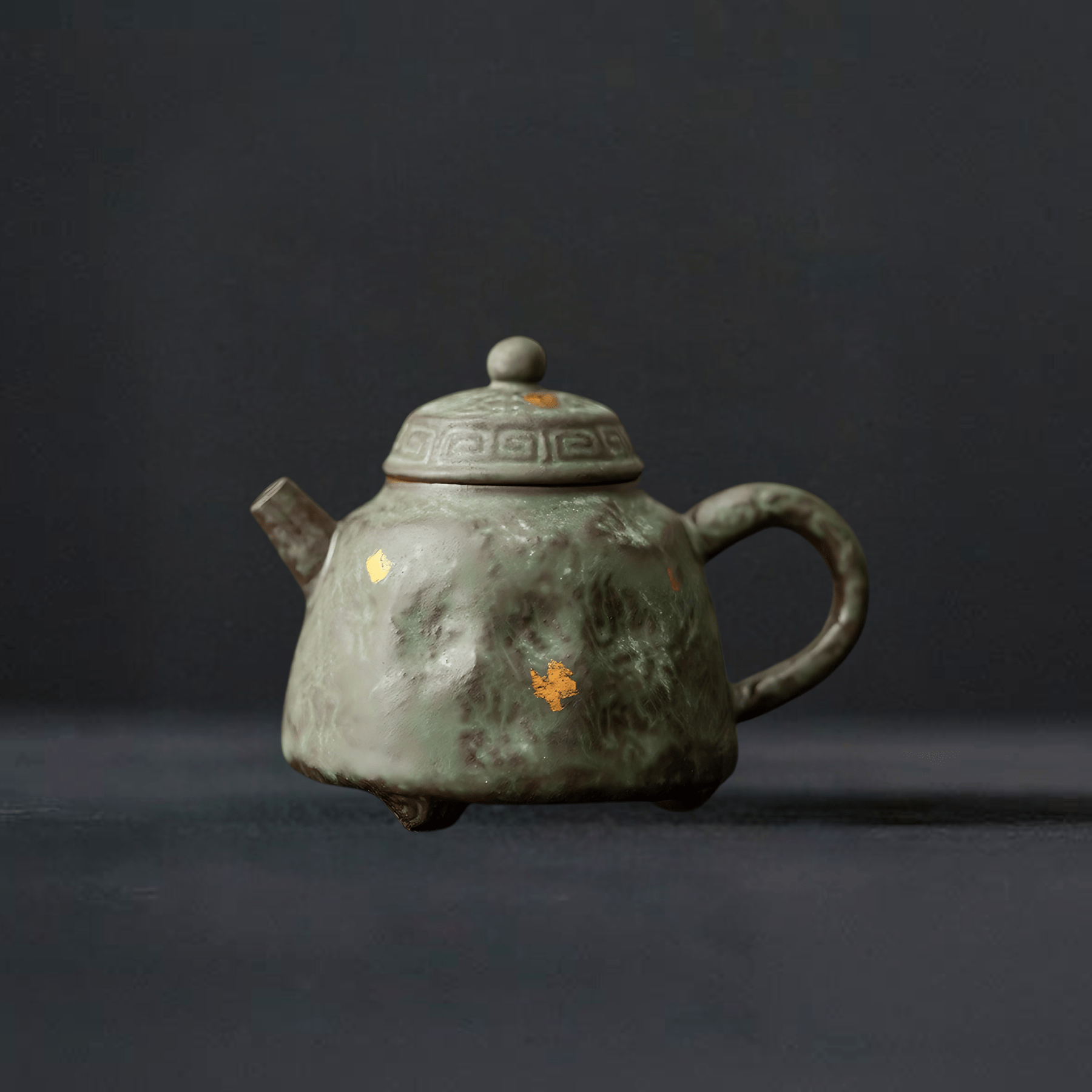 TEA TIME ESSENTIALS TEA Moss Green Bronze Glaze Stoneware Teapot