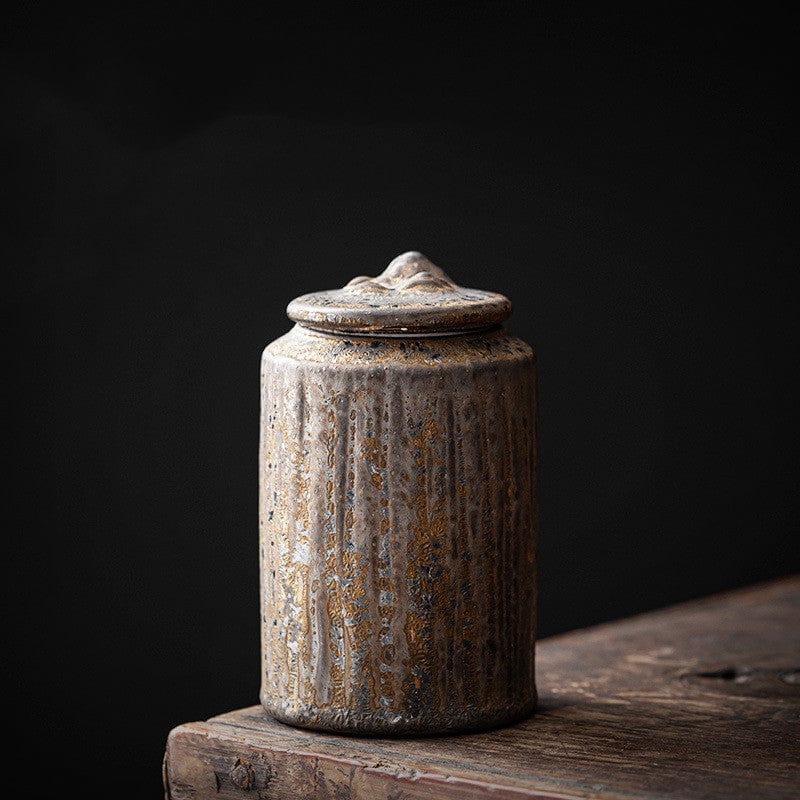 TEA TIME ESSENTIALS TEA Mountain Peak Retro Stoneware Tea Caddy