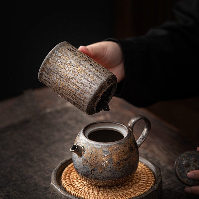 TEA TIME ESSENTIALS TEA Mountain Peak Retro Stoneware Tea Caddy