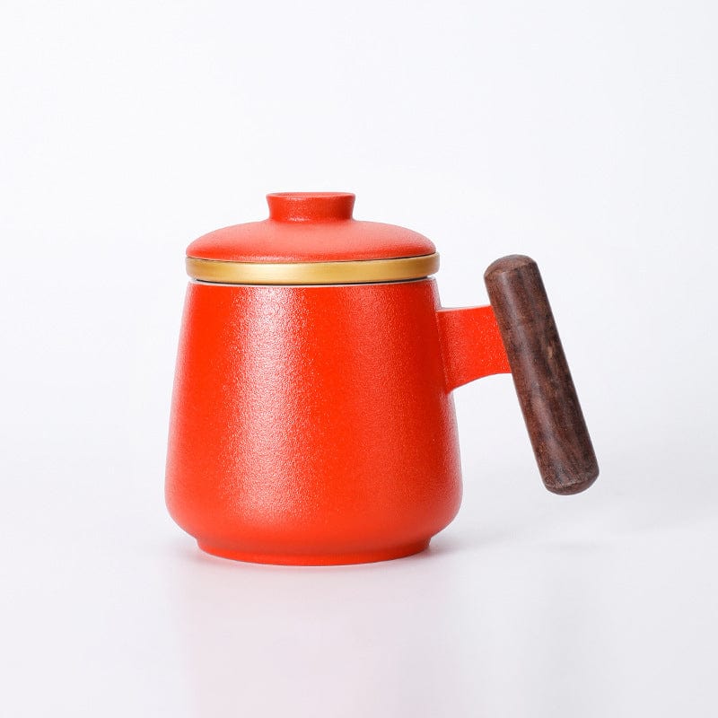 TEA TIME ESSENTIALS TEA Orange Radiant Elegance Ceramic Tea Mug with Filter