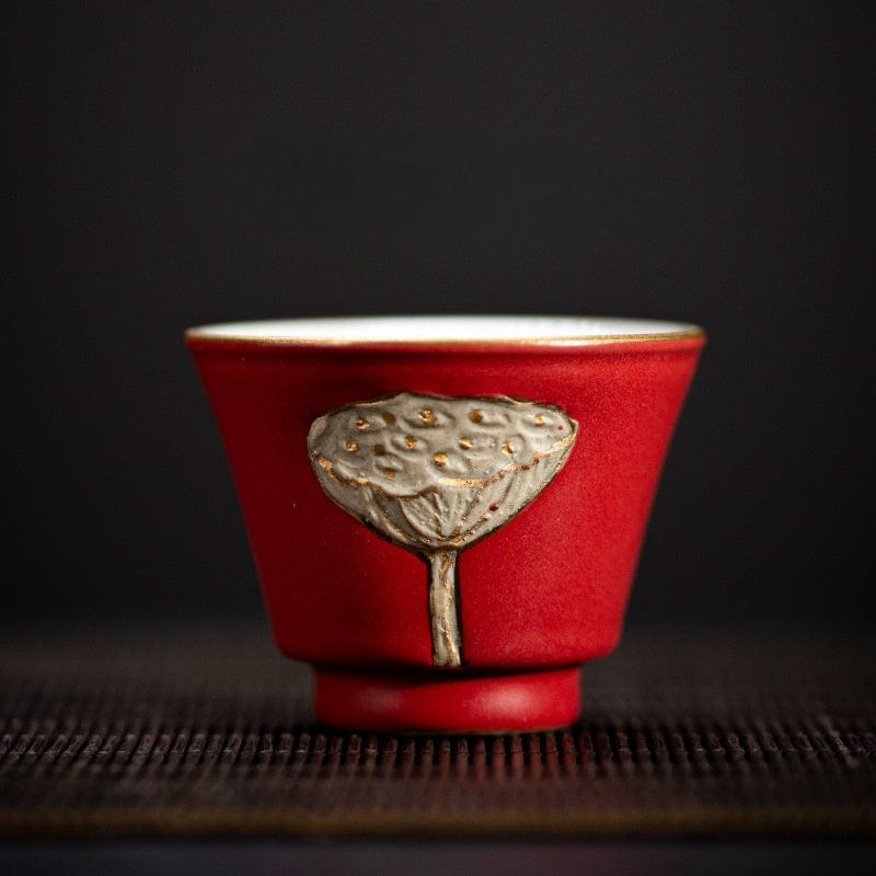 TEA TIME ESSENTIALS TEA Palace Wall Red Artisanal Ceramic Liansheng Auspicious Teacup Collection