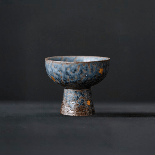 TEA TIME ESSENTIALS TEA Peacock Blue Bronze Glaze Ceramic Tea Goblets