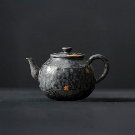 TEA TIME ESSENTIALS TEA Peacock Blue Bronze Glazed Flowing Year Pot