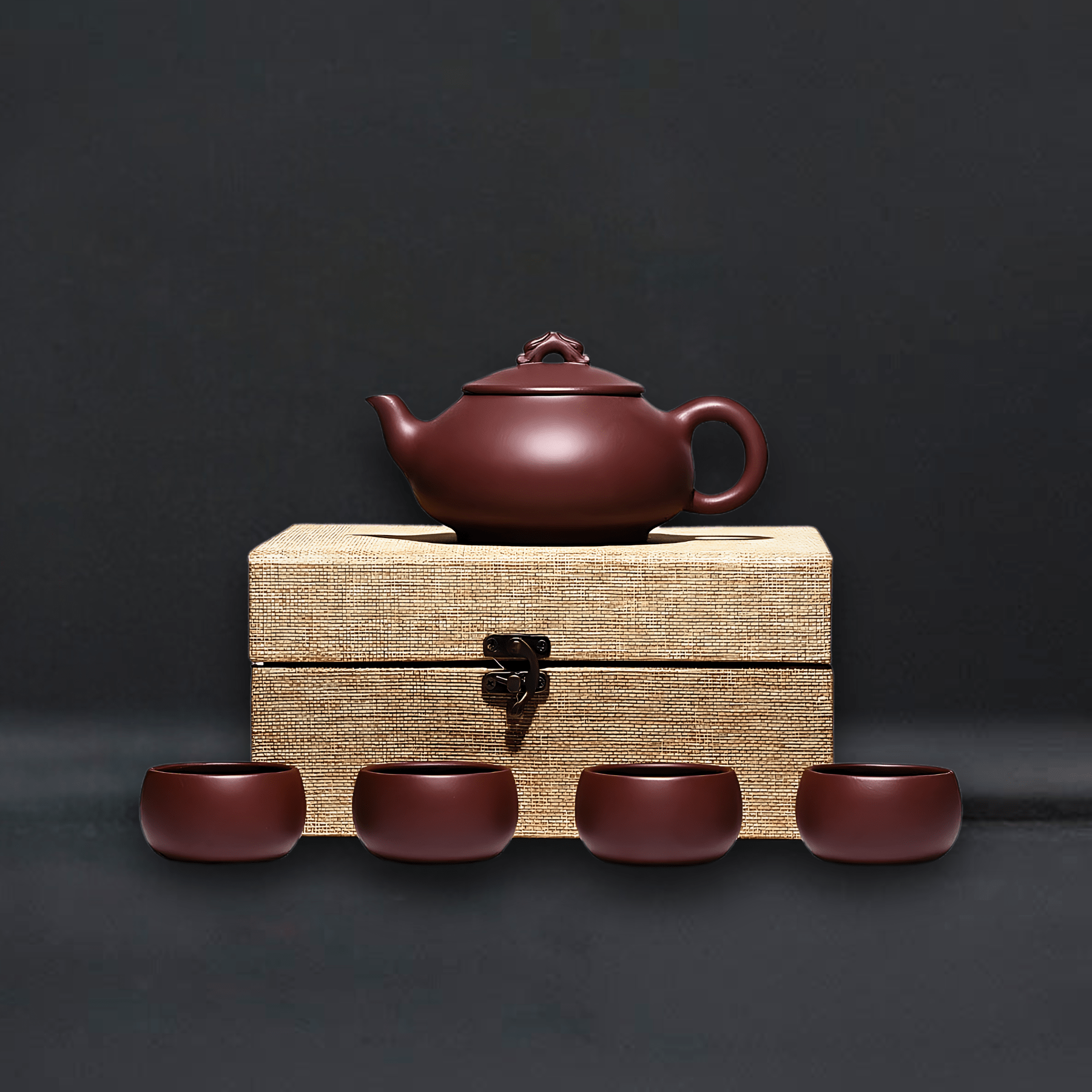 TEA TIME ESSENTIALS TEA Pot With Four Cups Longyun Teapot - Handmade Master Teapot Set