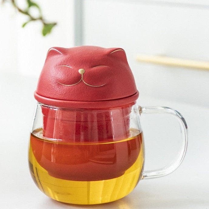 TEA TIME ESSENTIALS TEA Red Kitten Thickened Tea Separation Cup