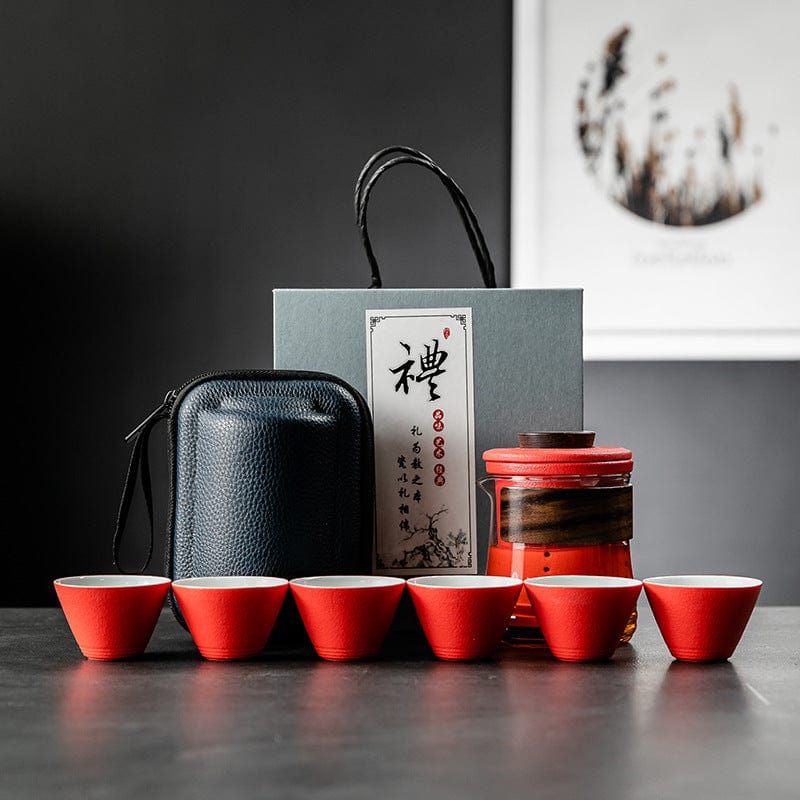 TEA TIME ESSENTIALS TEA Red Wanderlust Glass Kung Fu Teapot Set