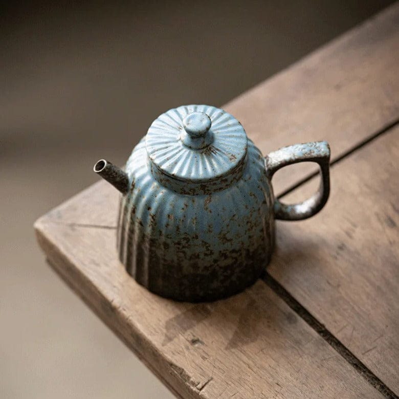 TEA TIME ESSENTIALS TEA Retro Gilt Iron Glazed Stoneware Teapot