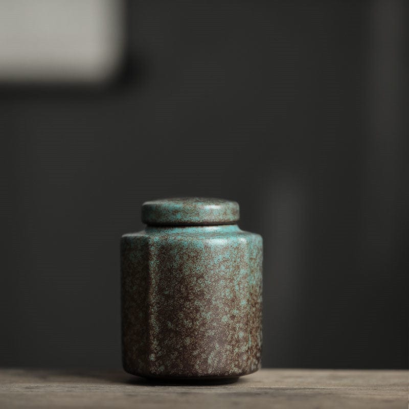 TEA TIME ESSENTIALS TEA Rhombus Tea Caddy (Small) Japanese Malachite Elegance Tea Canister