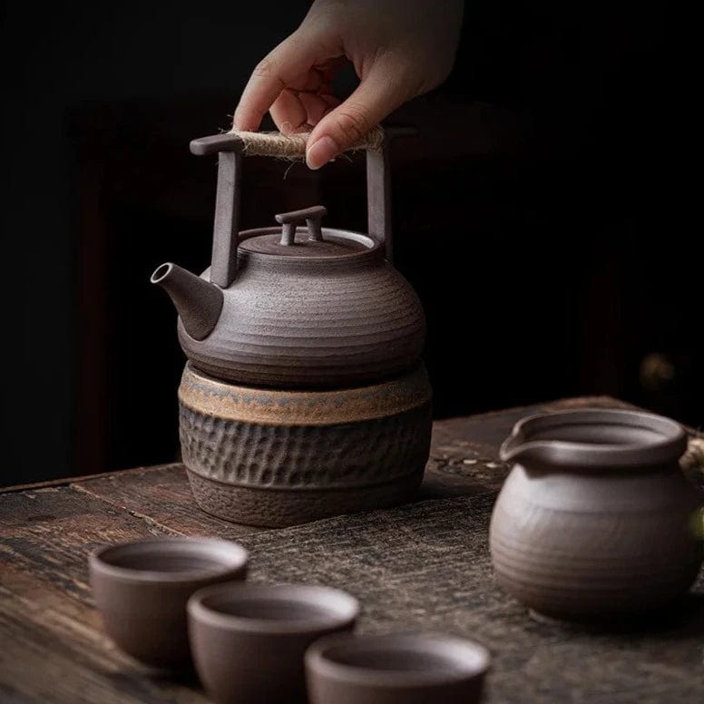 TEA TIME ESSENTIALS TEA Rock Ceramic Teapot "MountainScape Essence" Stoneware Teapot