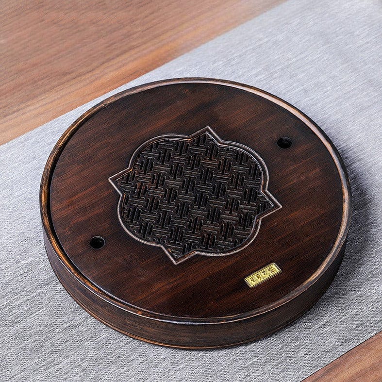 TEA TIME ESSENTIALS TEA Round / Medium Bamboo Water Storage Kung Fu Tea Tray