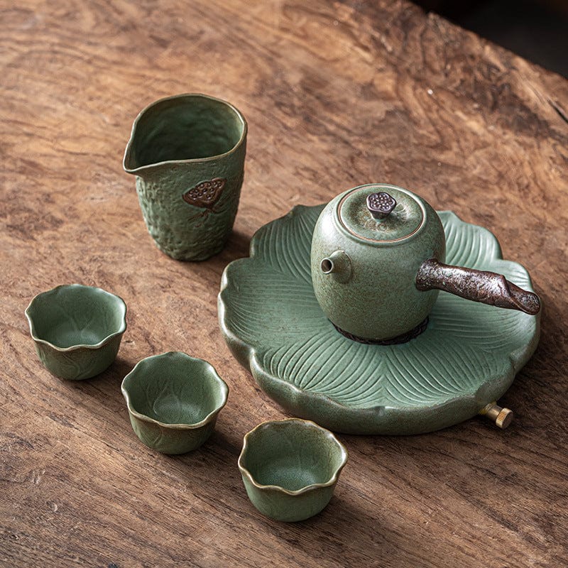 TEA TIME ESSENTIALS TEA Round (Side Handle Pot) Tranquil Essence - Household Ceramic Tea Set