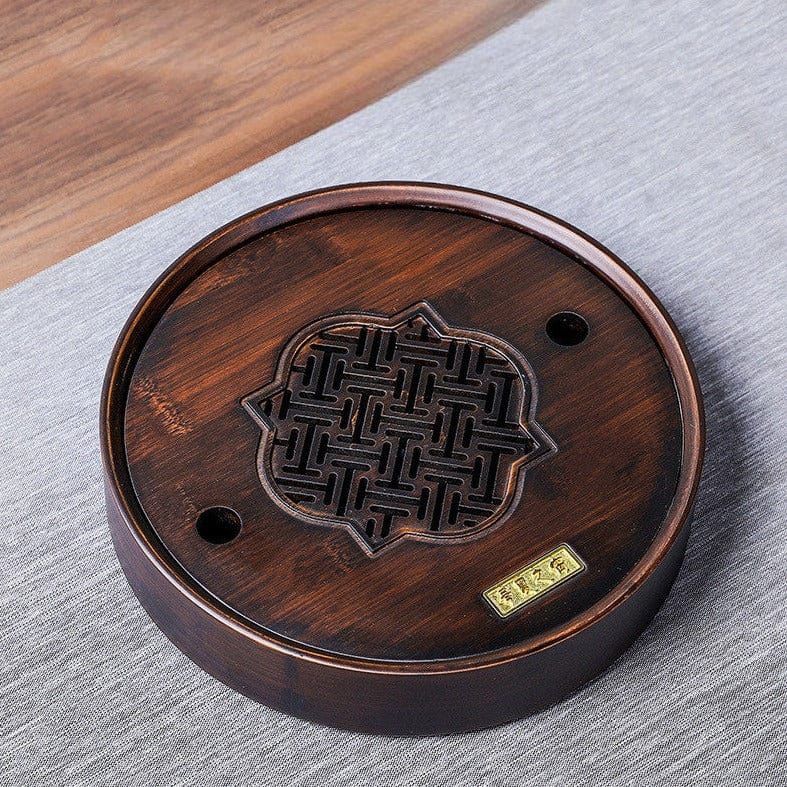 TEA TIME ESSENTIALS TEA Round / Small Bamboo Water Storage Kung Fu Tea Tray