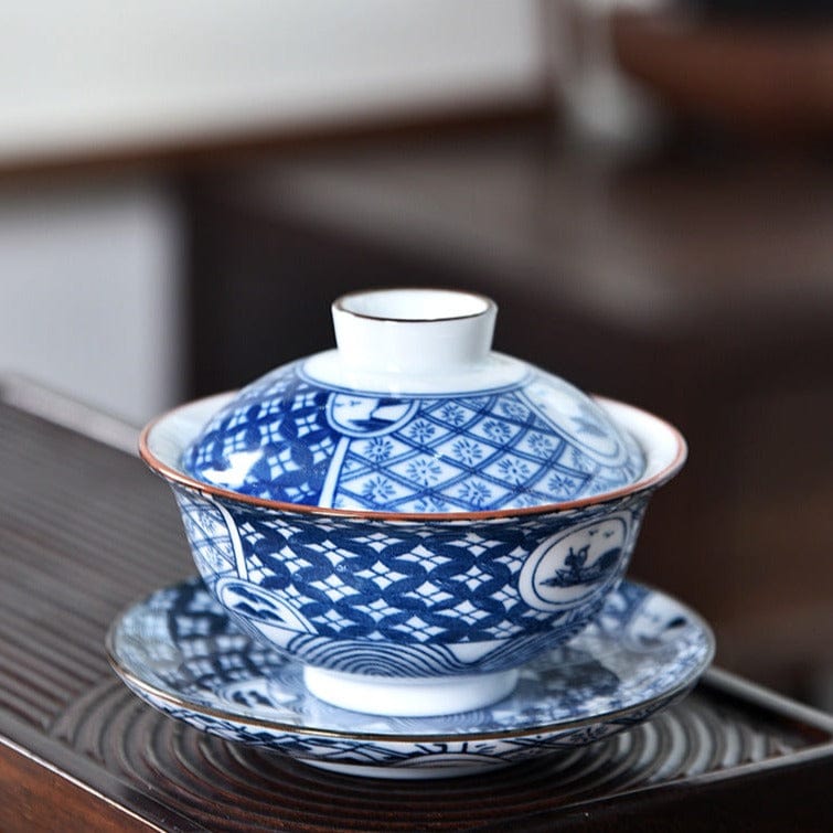 TEA TIME ESSENTIALS TEA Smooth Sailing Blue and White Harmony Gaiwan Collection